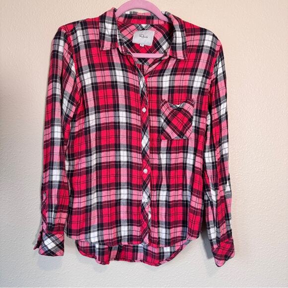 Rails Red White Plaid Button Down Shirt Womens M Casual Fall Blouse Long Sleeve - Picture 4 of 10